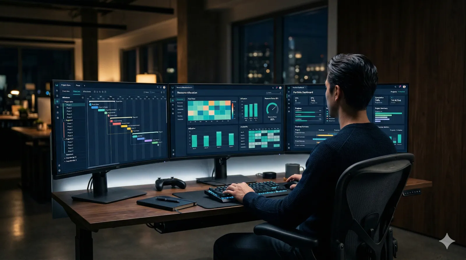 Software Dashboard PM4Defence – Gantt, Ressourcenauslastung, Portfolio